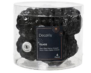 Decoris denappel glas d5h7 cm zwrt ass 6st kerst - 