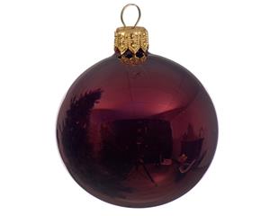 Decoris 4 Glazen kerstballen glans 10 cm ossenbloed - 