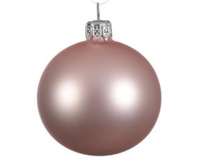 Decoris 4 Glazen kerstballen mat 10 cm poeder roze - 