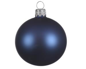 Decoris 4 Glazen kerstballen mat 10 cm nacht blauw - 