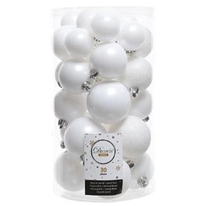 Decoris Kerstballen glas glans 10 cm zwart - 