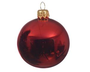 Decoris 4 Glazen kerstballen glans 10 cm kerstrood - 