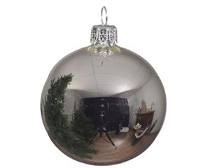 Decoris 4 Glazen kerstballen glans 10 cm zilver - 