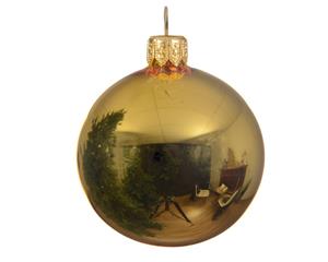 Decoris 4 Glazen kerstballen glans 10 cm licht goud - 