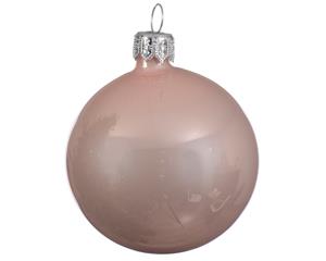 Decoris 4 Glazen kerstballen glans 10 cm poeder roze - 