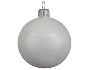 Decoris 4 Glazen kerstballen glans 10 cm winter wit - 