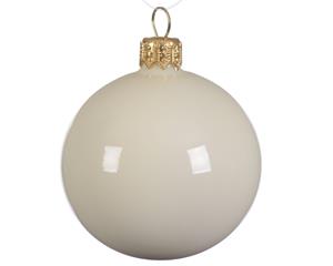 Decoris 4 Glazen kerstballen glans 10 cm wol wit - 