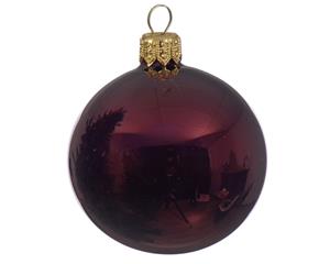 Decoris Kerstballen glas glans 15 cm ossenbloed - 