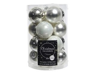 Decoris Kerstbal glas d3.5 wit/zilver 16st kerst - 