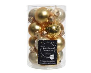 Decoris Kerstbal glas d3.5c parel/goud 16st kerst - 