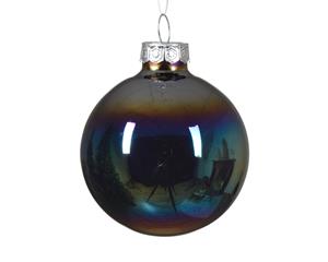 Decoris Kerstbal glas d6 cm zwart iris 6st kerst - 