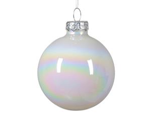 Decoris Kerstbal glas d6 cm wit/iris 6st kerst - 