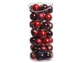 Decoris Kerstbal glas mix rood dia6cm assortie - 