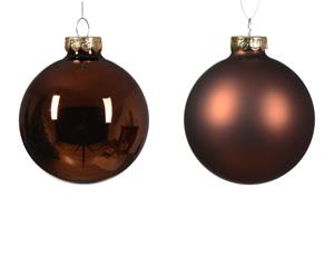 Decoris Kerstbal glas d7 cm espresso ass 8st kerst - 