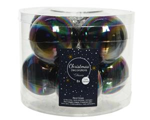 KSD Kerstbal glas d7cm zwart iris 8st - 