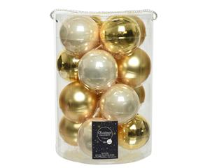 Decoris Kerstbal glas d8 cm parel/goud 16st kerst - 