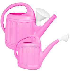 Hega Hogar Tuinplanten Gieters Eureka - 2x - kunststof - roze - voor buiten - broeskop - 12 en 7 Liter -