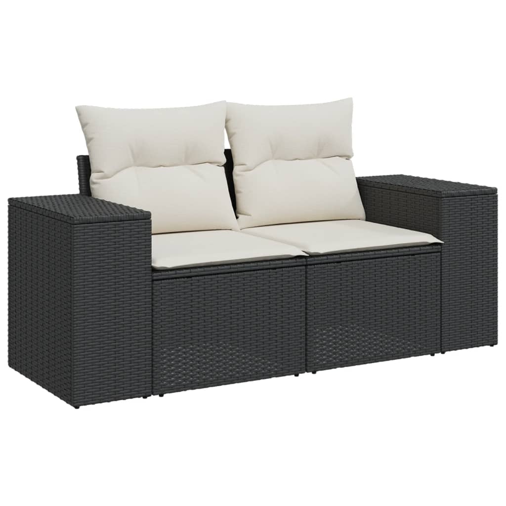 vidaXL 8-delige Loungeset met kussens poly rattan zwart