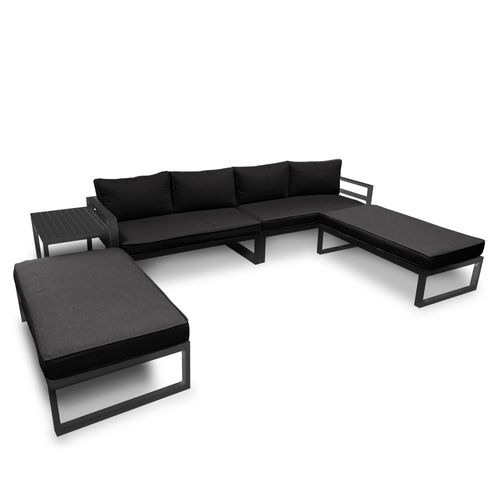 Perel Moderne Loungeset Met 2 Zetels, 1 Long Seat, 1 Bijzettafel, 4 Zit-&rugkussens