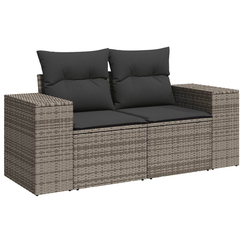 vidaXL 10-delige Loungeset met kussens poly rattan grijs