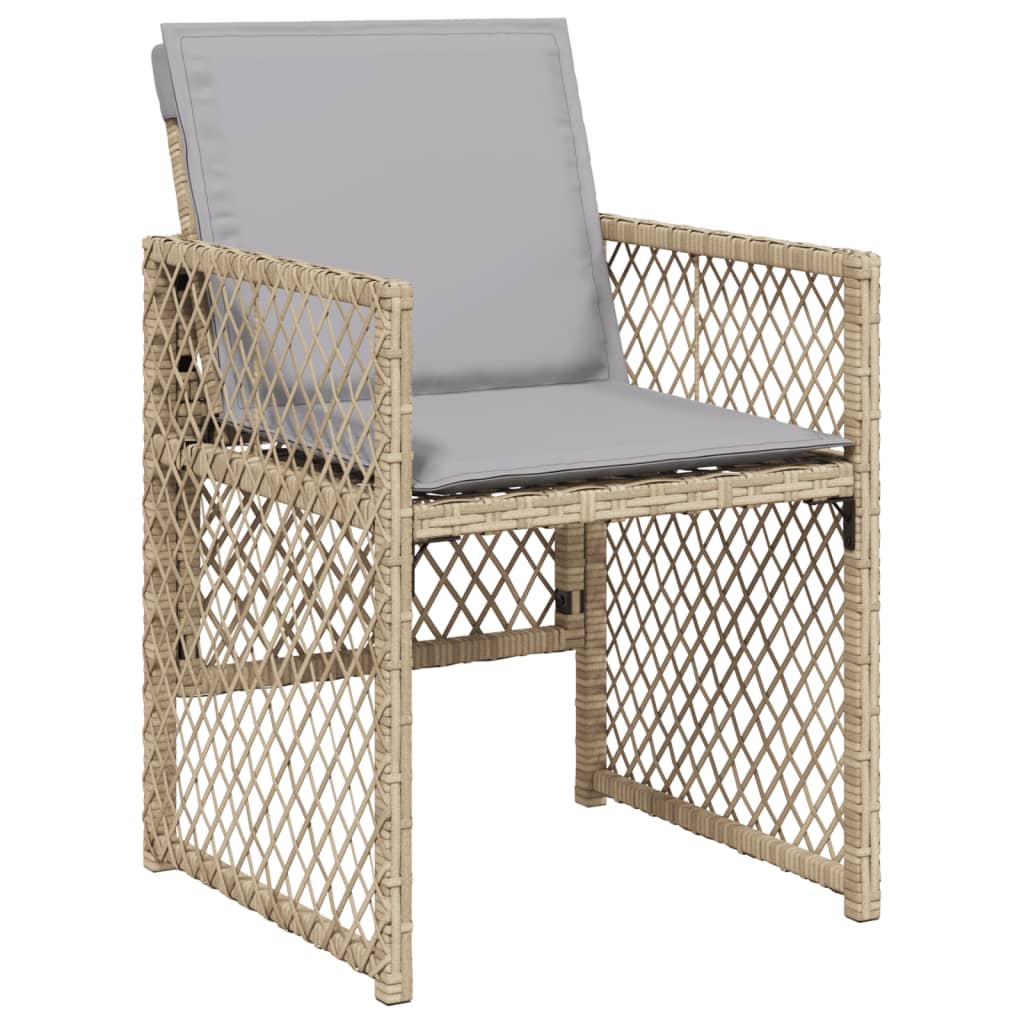 vidaXL 17-delige Tuinset met kussens poly rattan gemengd beige