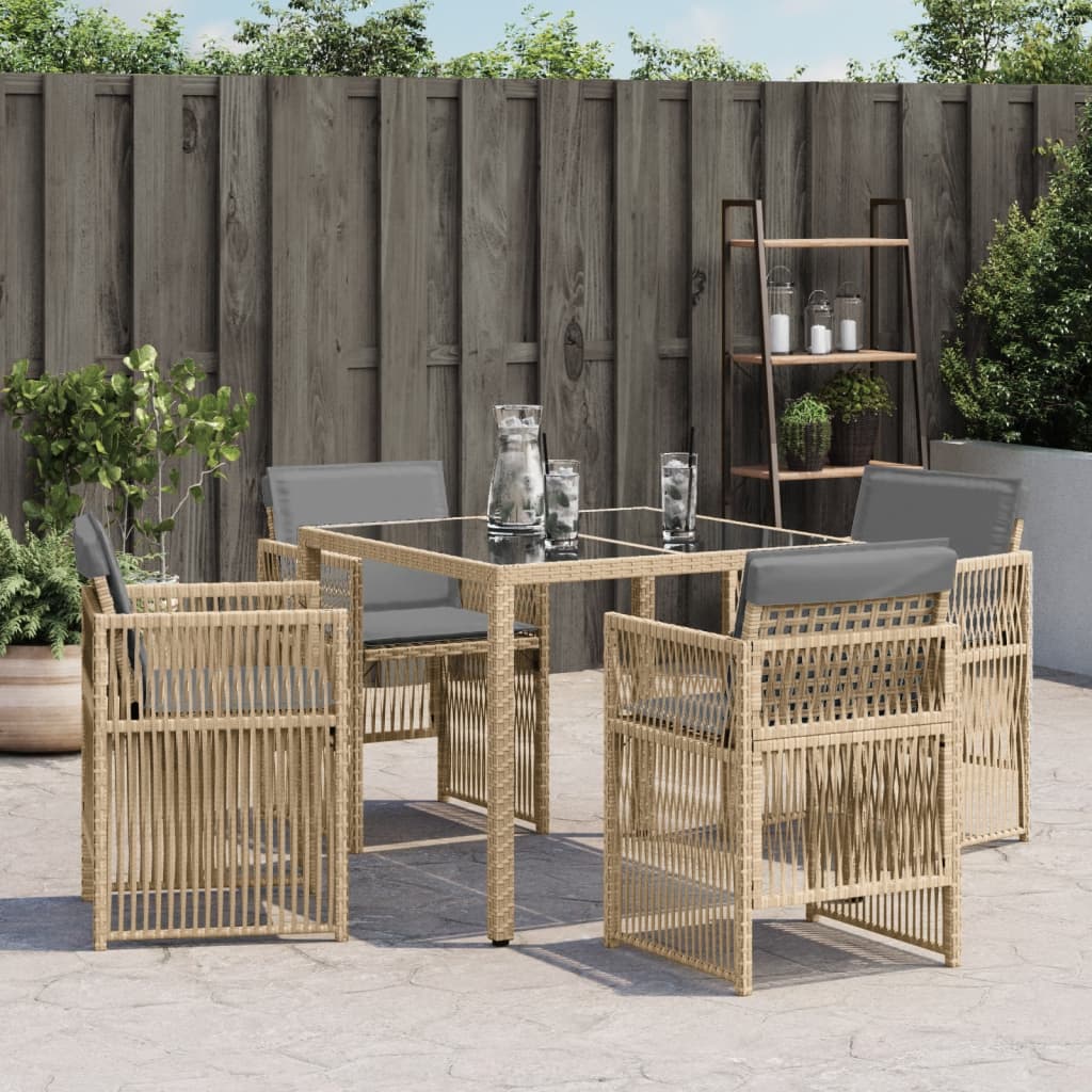 vidaXL Tuinstoelen 4 st met kussens poly rattan gemengd beige