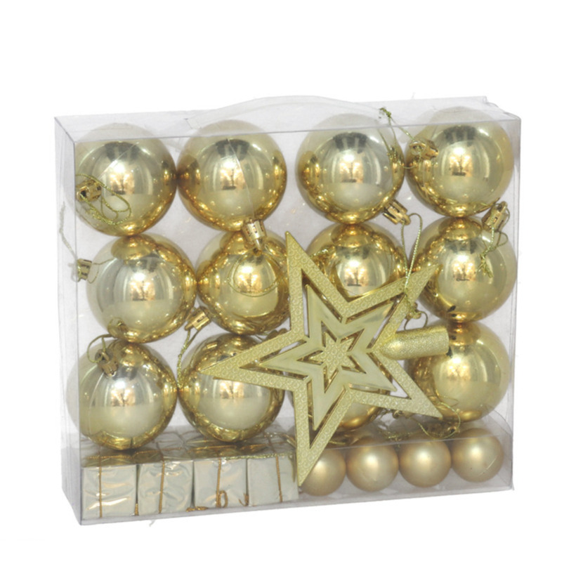 Gerimport Kerstballen en ornamenten set - 29-delig - goud - kunststof -