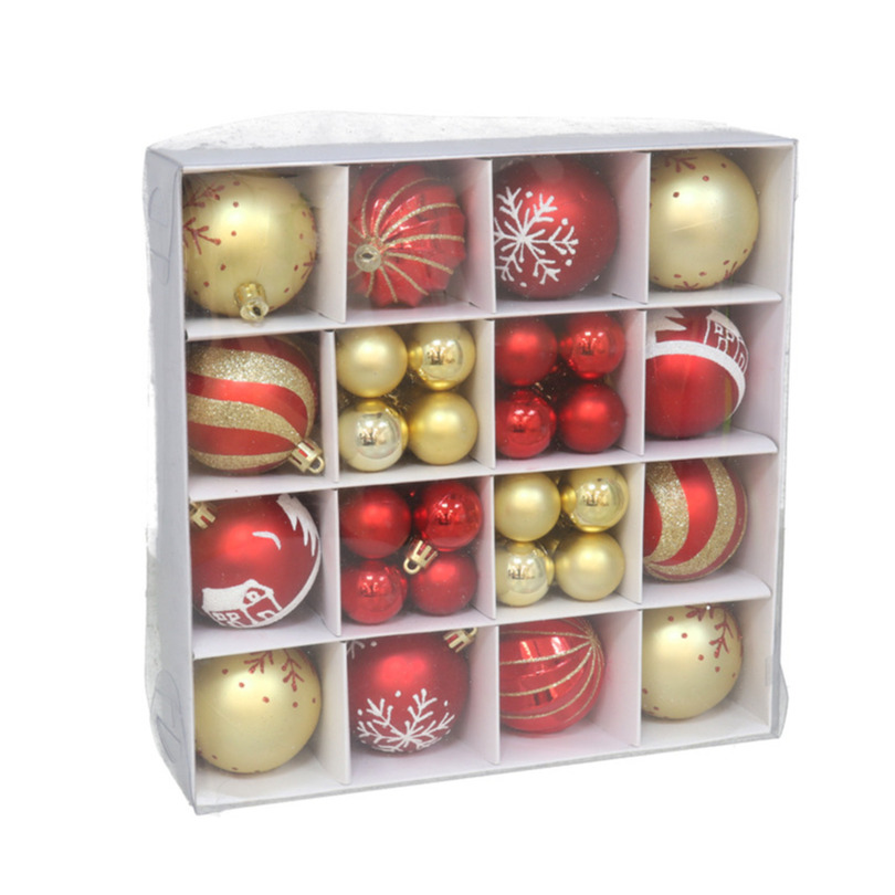 Gerimport Kerstballen en ornamenten - 42-delig - rood/goud - kunststof -