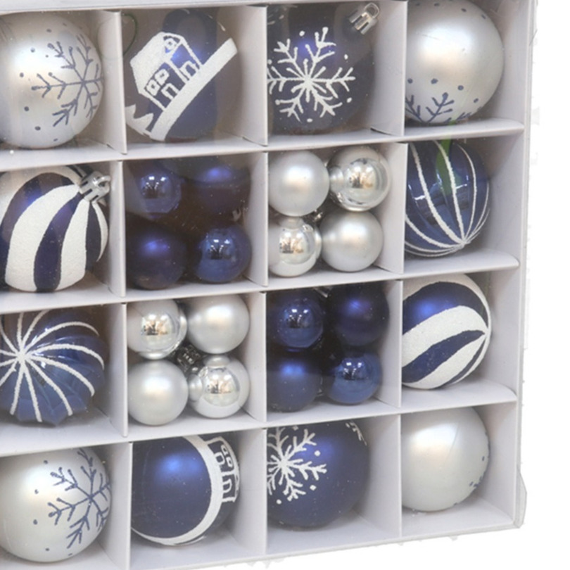 Gerimport kerstballen Kerstballen pakket - 42x - zilver/blauw - kunststof -