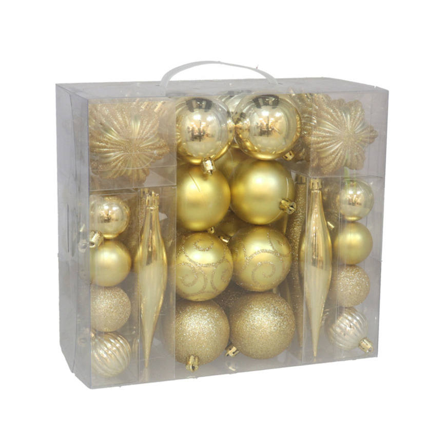 Gerimport Kerstballen en ornamenten set - 56-delig - goud - kunststof -