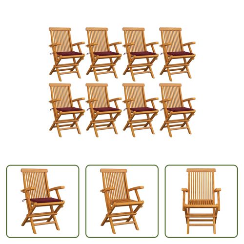 VIDAXL Tuinstoelenset - Teak - 8 Stoelen - 55x60x89cm - Inklapbaar