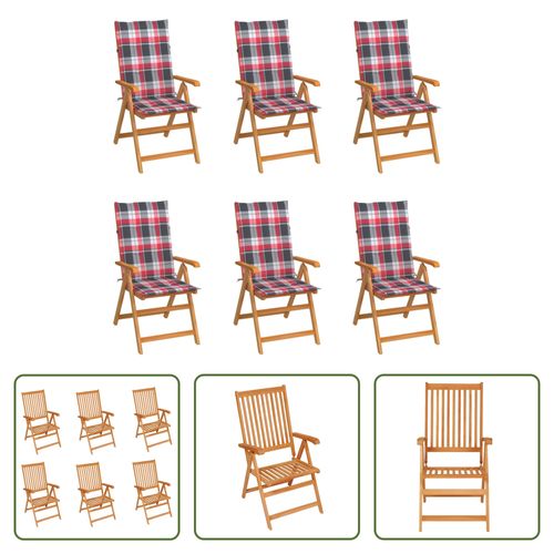 VIDAXL Teakhouten Tuinstoelenset - 6 Stoelen + 6 Kussens - 57x71.5x109 Cm