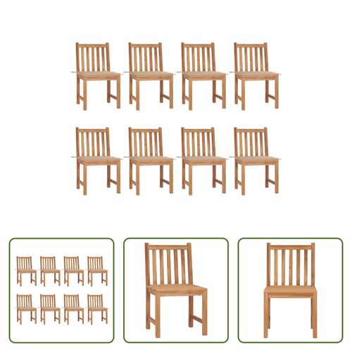 VIDAXL Tuinstoelen - Teakhout - Set Van 8 - 50x53x90cm - Beige Kussen