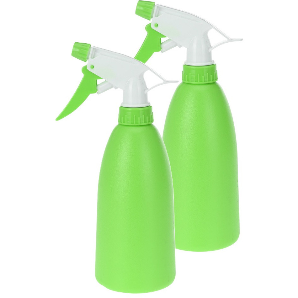 Merkloos Plantenspuit - 2x - groen - 480 ml - kunststof - 11 x 8 x 23 cm - plantensproeier -