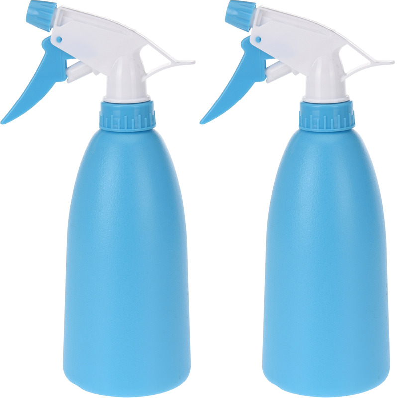 Merkloos Set van 2x blauwe plantenspuiten 480 ml -