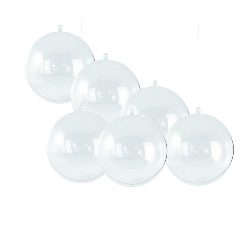 Gerimport Open kerstballen om te vullen - 6x st - D5 cm - transparant -