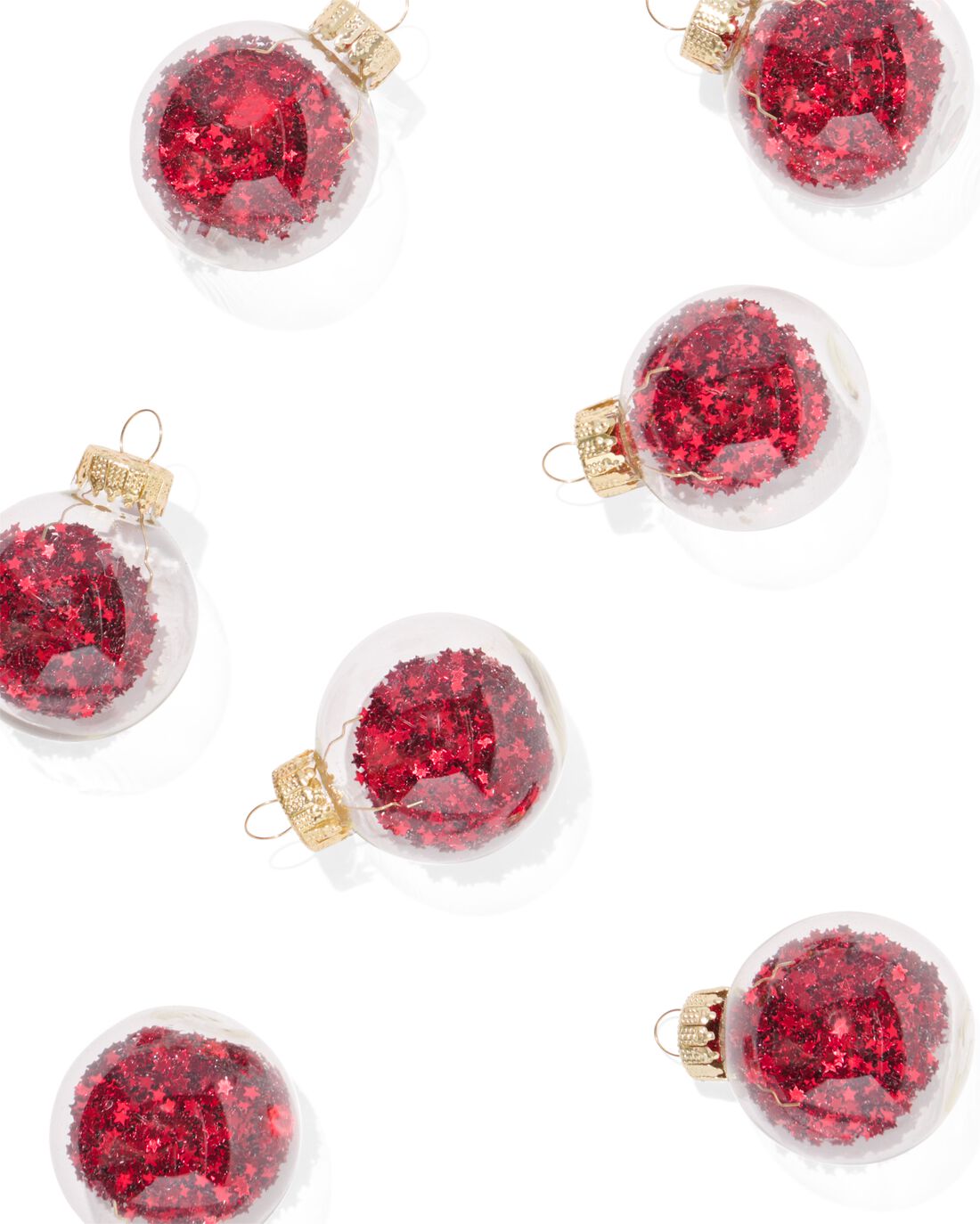 HEMA Glazen Kerstballen Confetti Rood - 9 Stuks (rood)