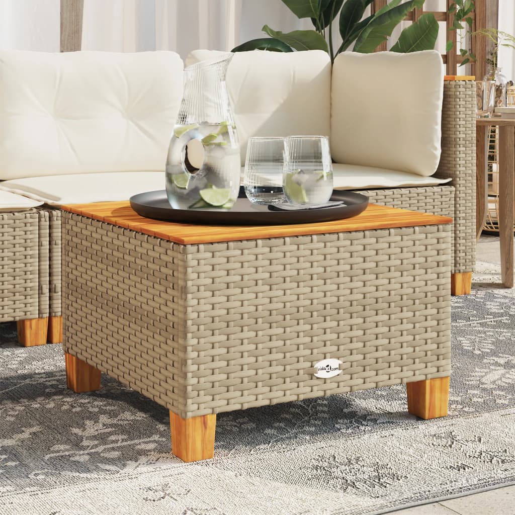 vidaXL Tuintafel 55x55x36 cm poly rattan en acaciahout beige