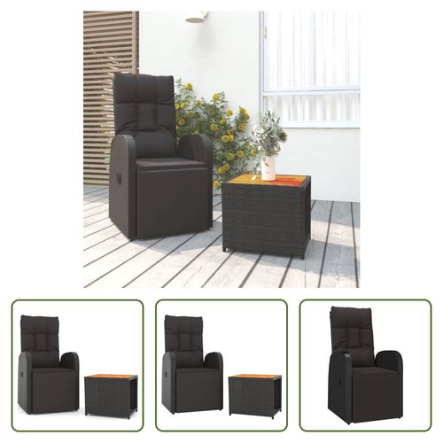 VIDAXL Tuinstoel - Zwart - Pe-rattan En Staal - 57 X 133 X 90 Cm - Verstelbaar