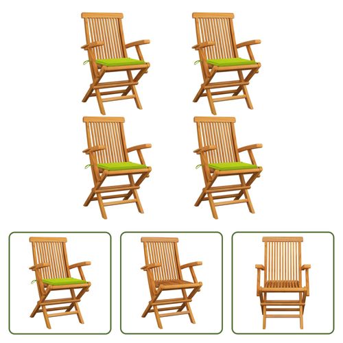 VIDAXL Tuinstoelenset - Hout - 4 Stoelen - 55x60x89 - Heldergroen Kussen