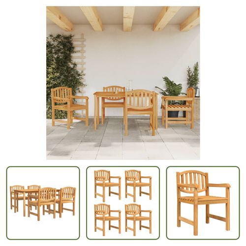 VIDAXL Houten Tuinset - Teakhout - Eettafel 140x80x77cm - 4 Tuinstoelen