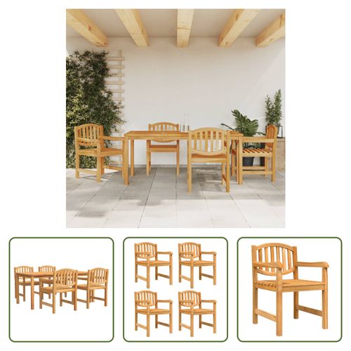 VIDAXL Tuinset - Massief Teakhout - Eettafel 180x90x77cm - 4 Tuinstoelen