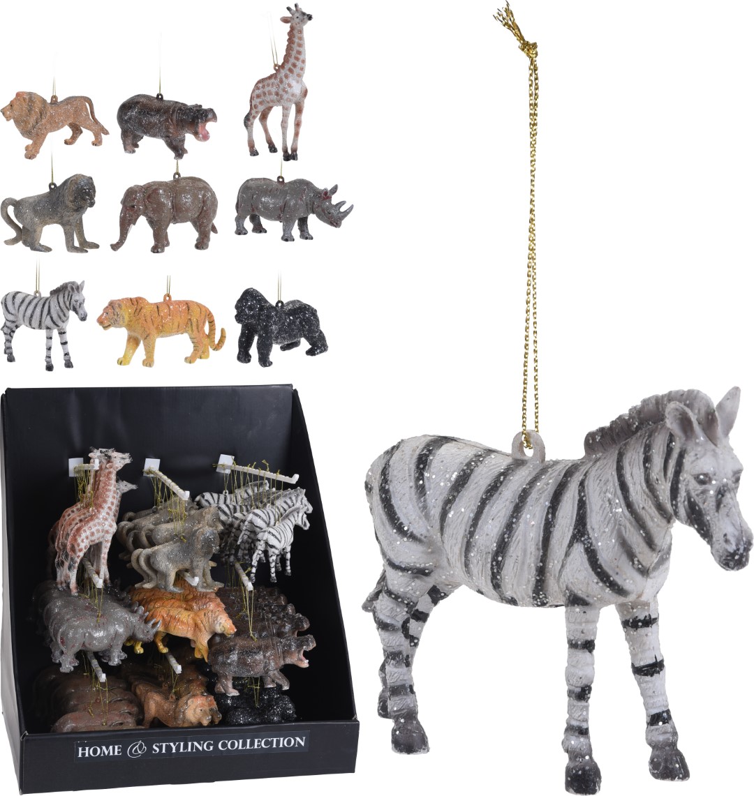 Nampook 3 stuks! Hangdeco safari 12 cm 9 assorti - 