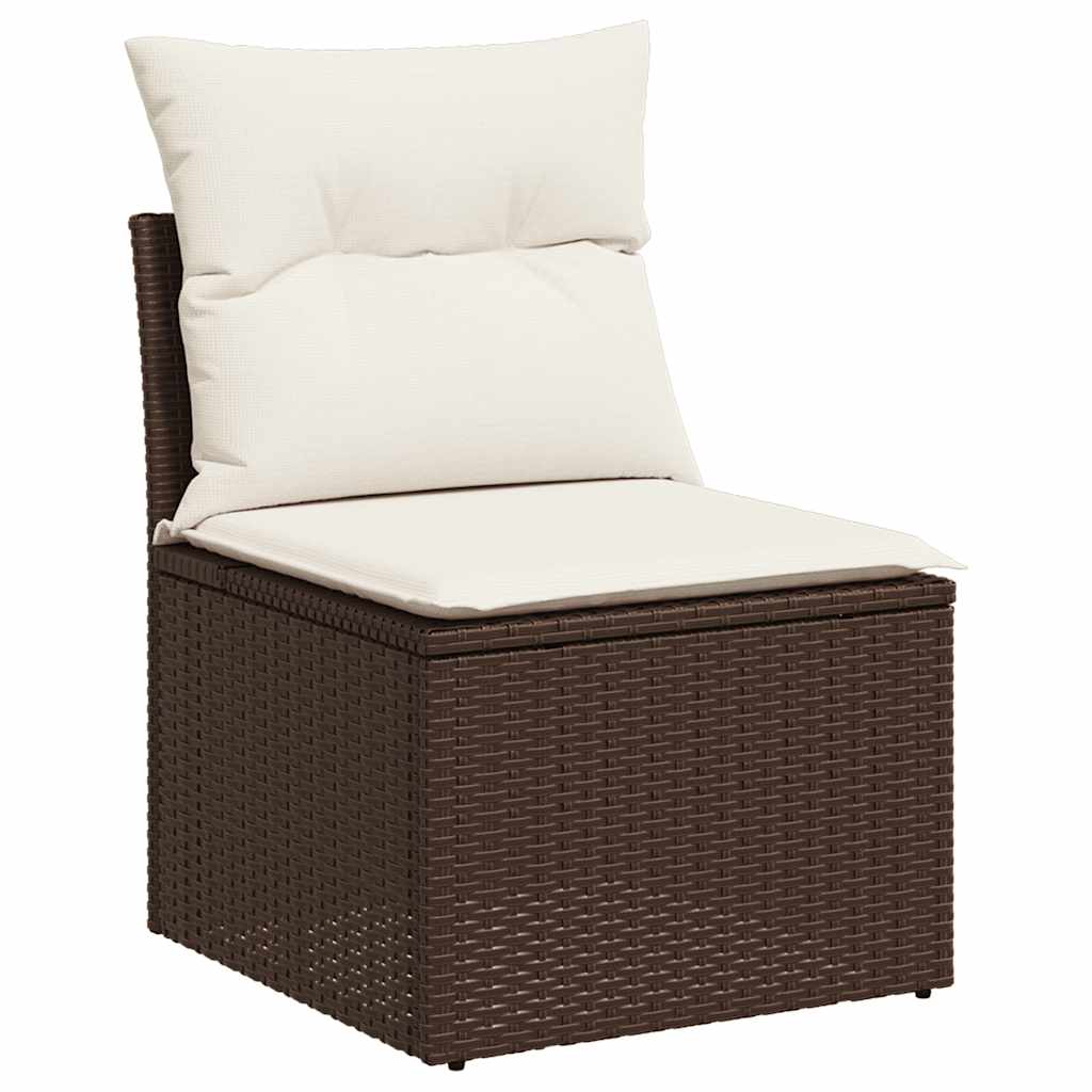 vidaXL 4-delige Loungeset met kussens poly rattan bruin