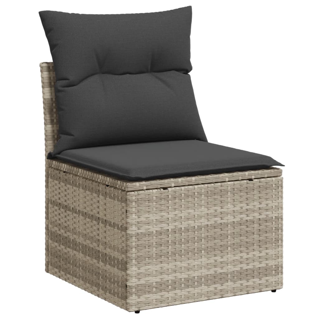 vidaXL 5-delige Loungeset met kussens poly rattan lichtgrijs