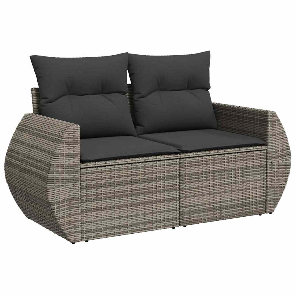 vidaXL 7-delige Loungeset met kussens poly rattan grijs