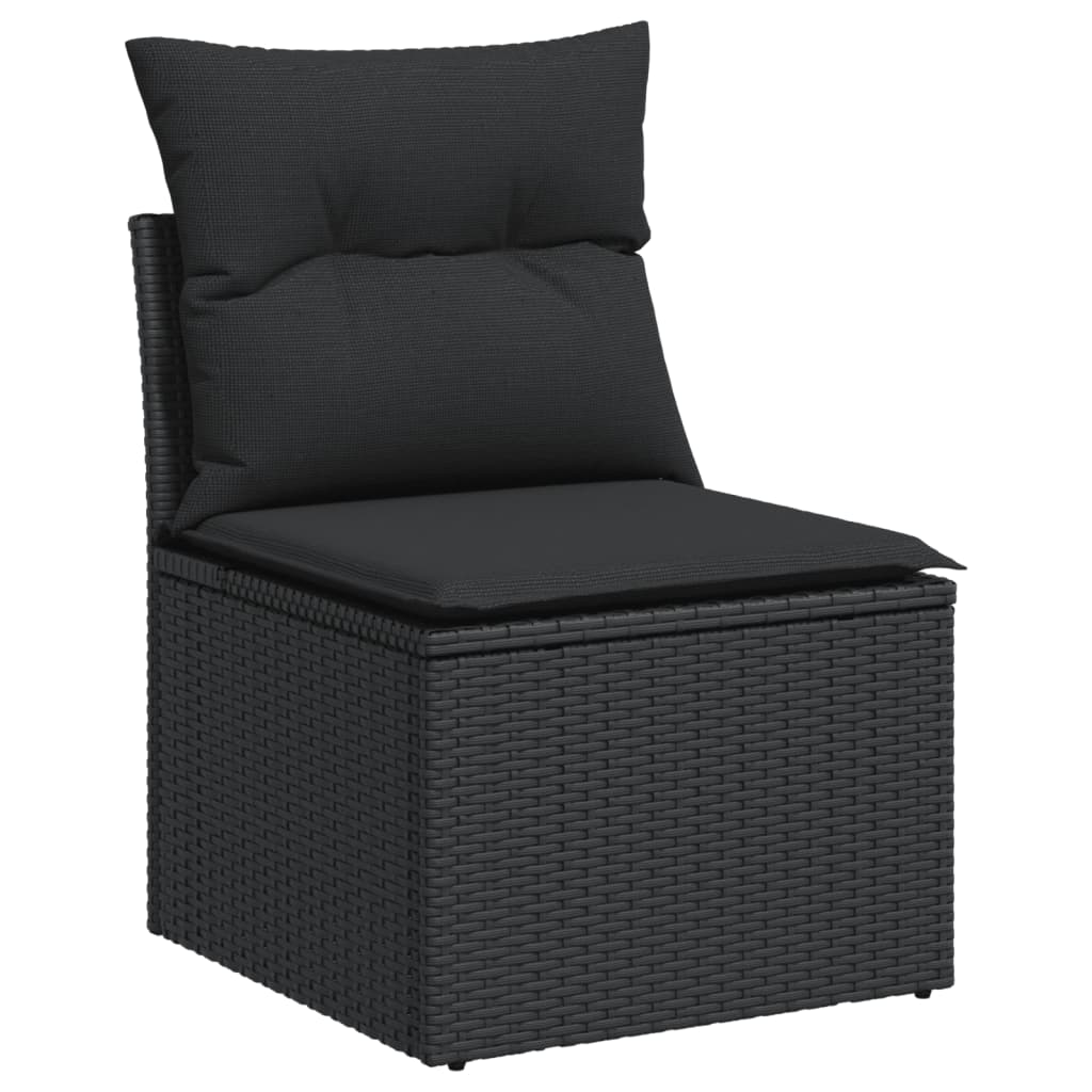 vidaXL 7-delige Loungeset met kussens poly rattan zwart