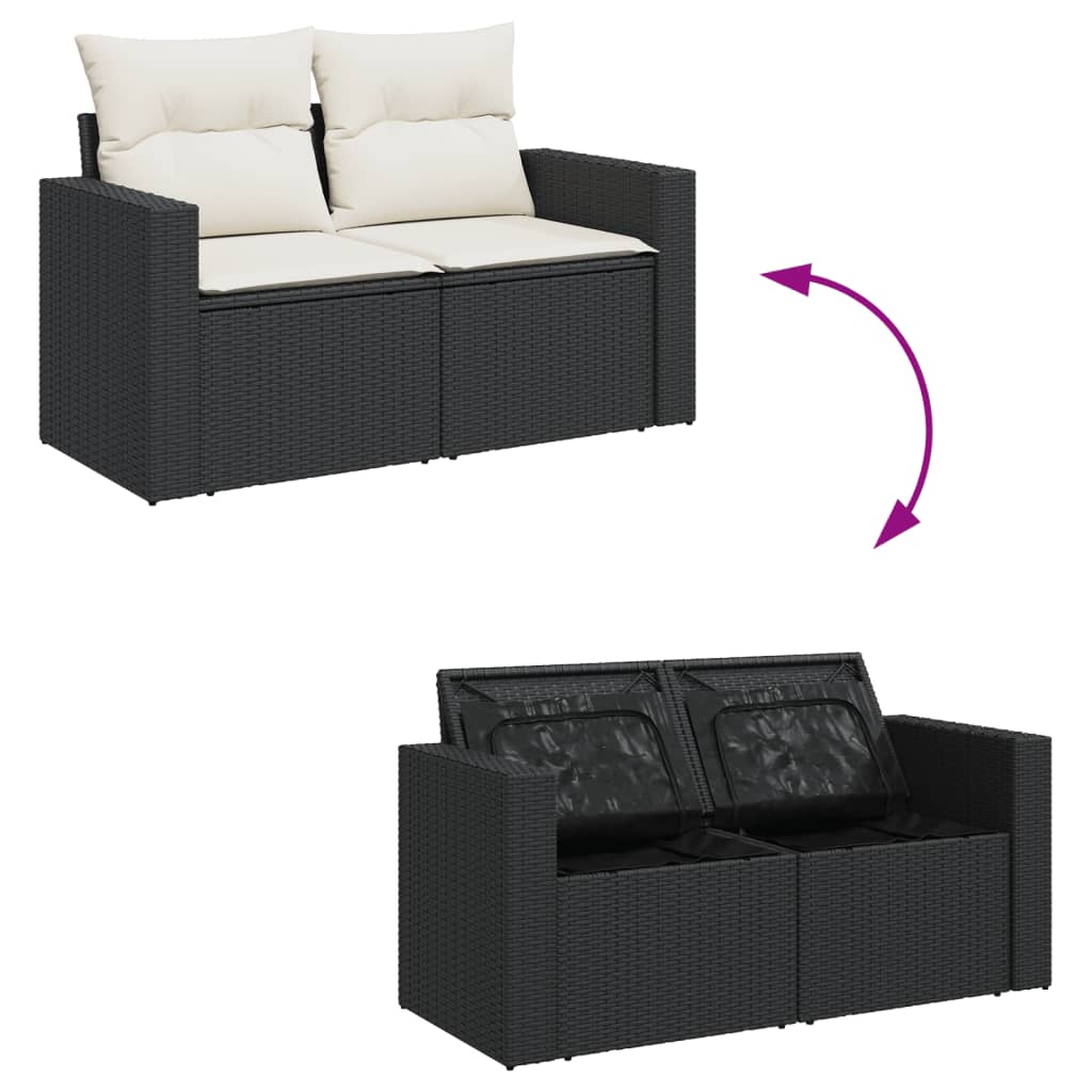 vidaXL 11-delige Loungeset met kussens poly rattan zwart