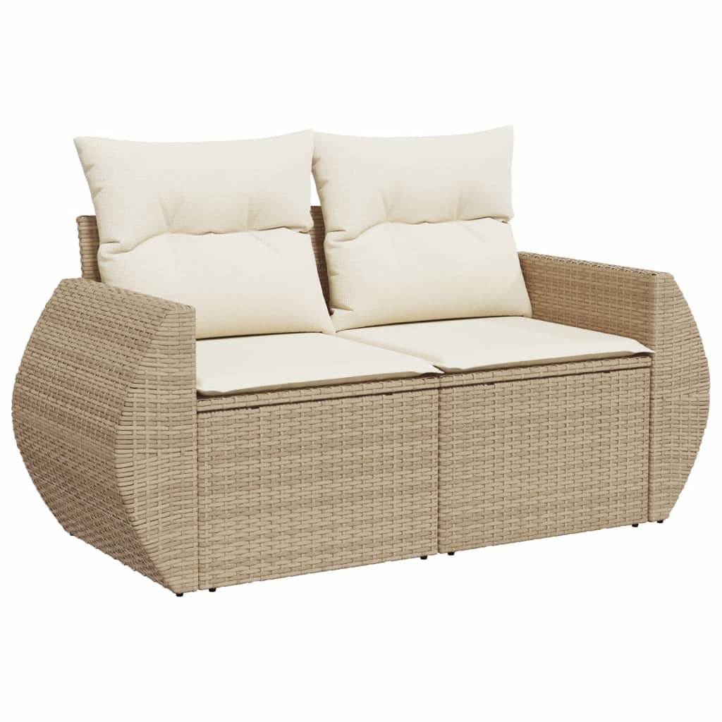 vidaXL 10-delige Loungeset met kussens poly rattan beige