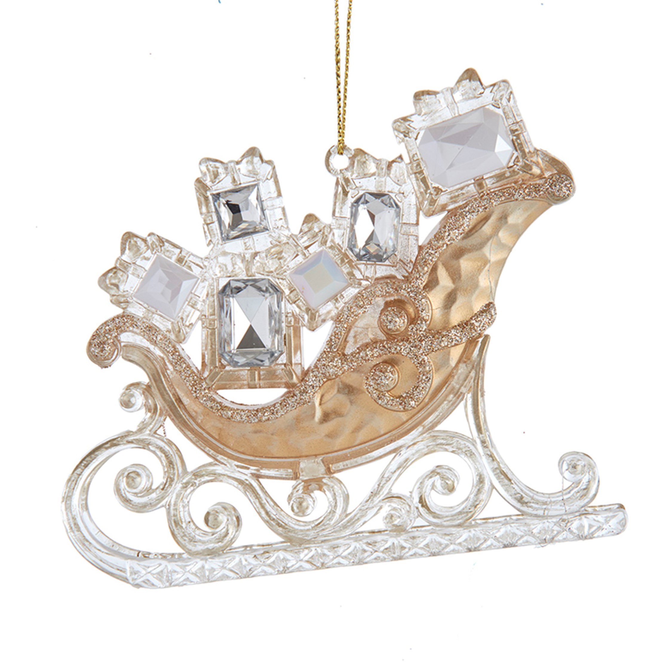 Kurt S. Adler Plas Gold Sleigh Gifts Ornament 3,7 inch - 